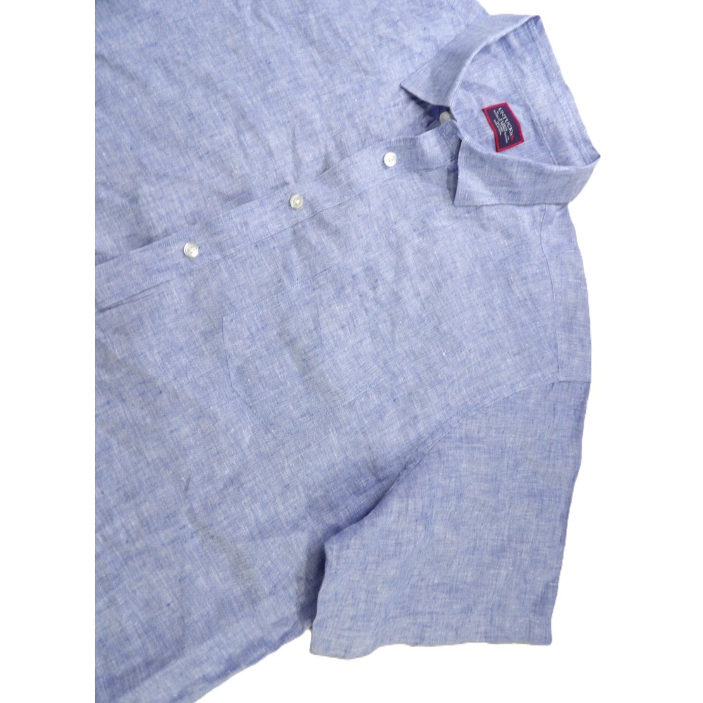 UNTUCKit Valente WR Short Sleeve Button Down 100% Linen Shirt Men XL Blue Casual - Picture 11 of 16
